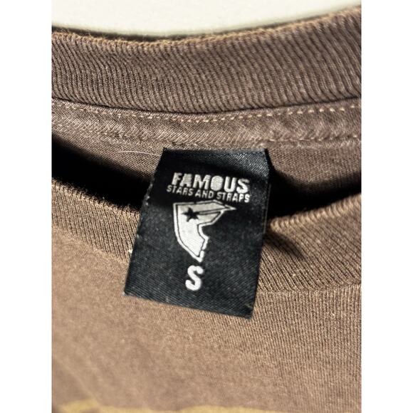 Famous Stars and Straps Brown Logo T-Shirt Men’s S Crown Leaf Graphic Skate Y2K - Picture 3 of 6